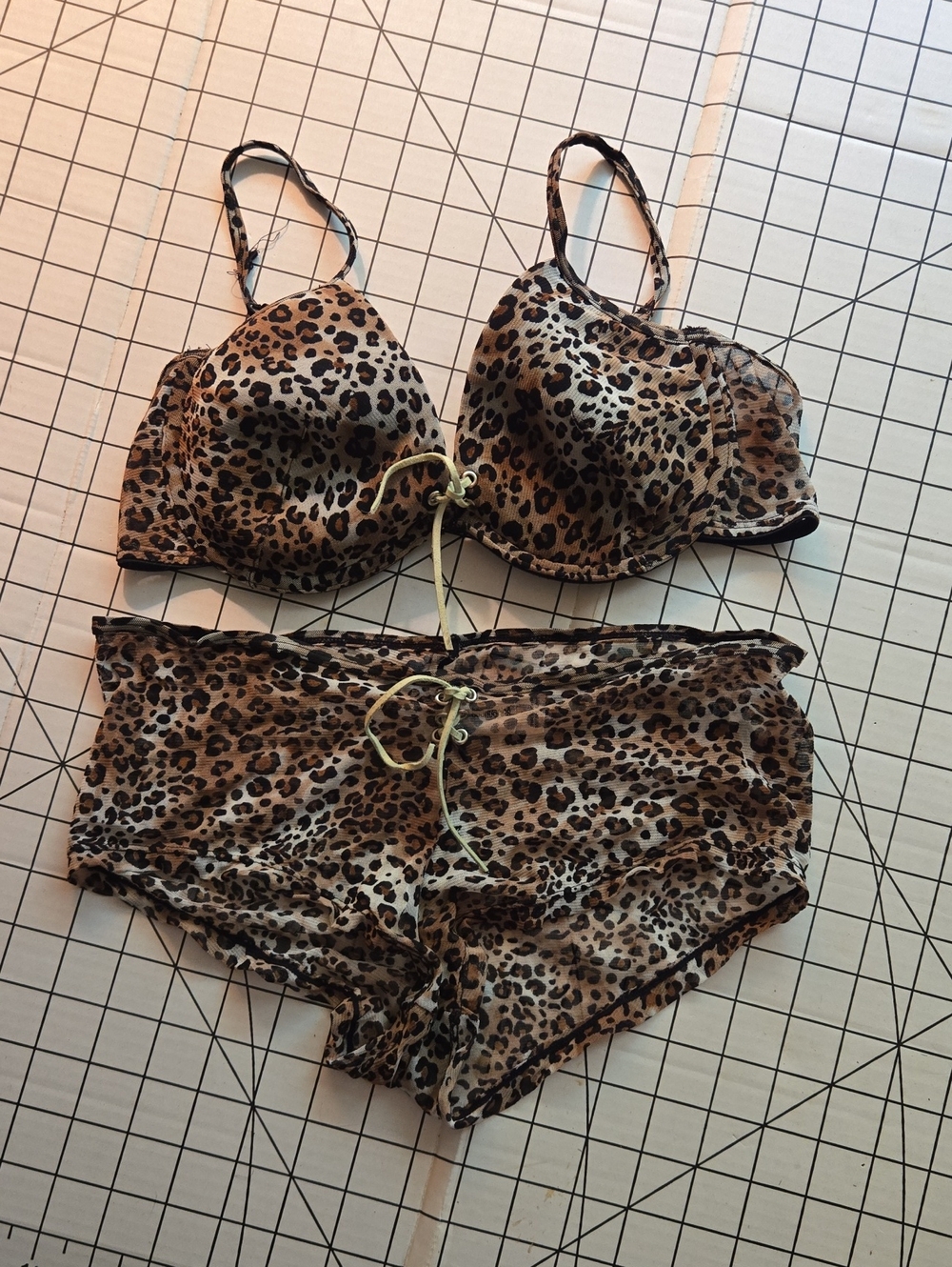 Vintage No Boundaries Leopard Print Underwire Bra & Boyshorts - Brown: Z